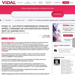 COVID19 : les effets indésirables signalés après 3 semaines de vaccination en France (EDIT 20 janvier 2021)