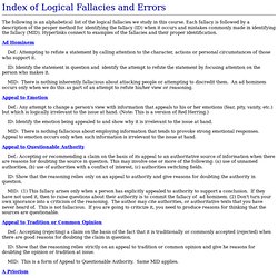 Index of Fallacies