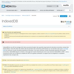 IndexedDB - Référence Web API