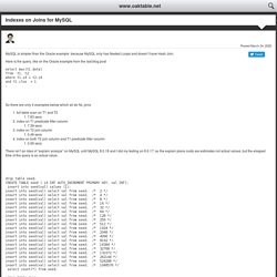 Indexes on Joins for MySQL