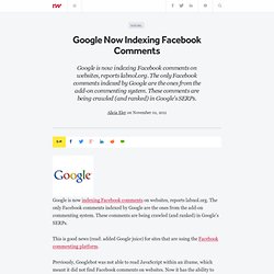 Google Now Indexing Facebook Comments