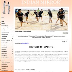 INDIAN MIRROR - History of games & sports in India