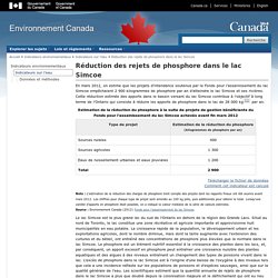 ENVIRONNEMENT CANADA 18/01/13 Réduction des rejets de phosphore dans le lac Simcoe