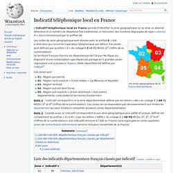 Indicatif téléphonique local en France