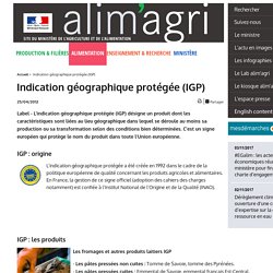 Indication géographique protégée (IGP)