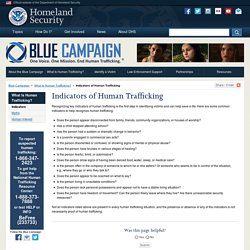 Indicators of Human Trafficking