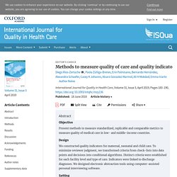 Methods to measure quality of care and quality indicators through health facility surveys in low- and middle-income countries