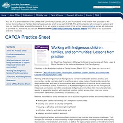 CAFCA Practice Sheet - Working with Indigenous children, families, and communities: Lessons from practice