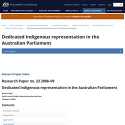 Dedicated Indigenous representation in the Australian Parliament