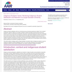 15-1 Indigenous Students Voices: Monitoring Indigenous Student Satisfaction and Retention in a Large Australian University