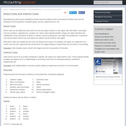 Direct Costs and Indirect Costs Defined