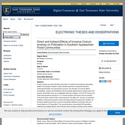 EAST TENNESSEE STATE UNIVERSITY - DEC 2018 - Thèse en ligne : Direct and Indirect Effects of Invasive Cirsium arvense on Pollination in Southern Appalachian Floral Communities