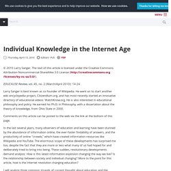 Individual Knowledge in the Internet Age