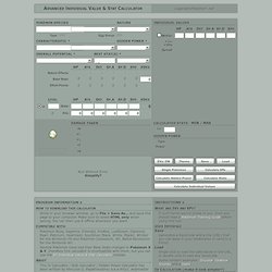 Advanced Individual Value & Stat Calculator - www.legendarypokemon.net