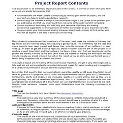 Individual Project Report Contents