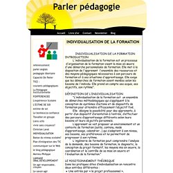 INDIVIDUALISATION DE LA FORMATION