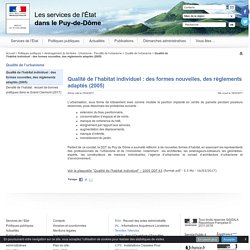 Qualité de l’habitat individuel : des formes nouvelles, des règlements adaptés (2005) - Internet des Services de l'Etat du Puy-de-Dôme