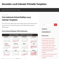 Free Indonesia School Holidays 2019 Calendar Templates