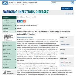 CDC EID - Volume 21, Number 6—June 2015 - au sommaire notamment: Induction of Influenza (H5N8) Antibodies by Modified Vaccinia Virus Ankara H5N1 Vaccine