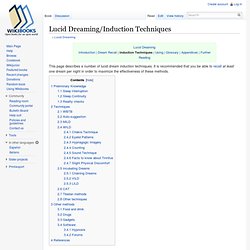 Lucid Dreaming/Induction Techniques
