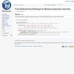 User:Inductiveload/Integer to Roman numerals converter - Wikisource - Iceweasel