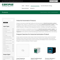 Industrial Automation Products Supplier - Canopus Instruments