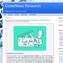GlobeNews Research: Industrial Gloves Market Segments, Business Opportunity, Size Growth And Forecast By End-Use Industry 2020-2030