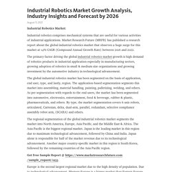 Industrial Robotics Market Growth Analysis, Industry Insights and Forecast by 2026 – Telegraph