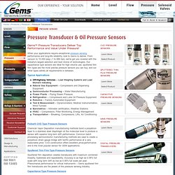 Pressure Transducers - Pressure Switch Instruments - Gems Sensors