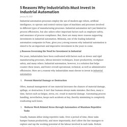 5 Reasons Why Industrialists Must Invest In Industrial Automation