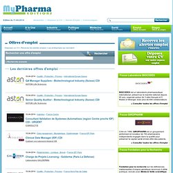 Offre d'emploi industrie pharmaceutique MyPharma Editions