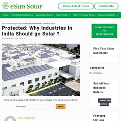 Why Industries in India Should go Solar ? - eSun Solar