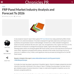 FRP Panel Market Industry Analysis and Forecast To 2026 - Chronicles PR