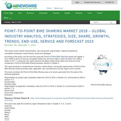 Point-to-Point Bike Sharing Market 2018 – Global Industry Analysis, Strategies, Size, Share, Growth, Trends, End-use, Service and Forecast 2023