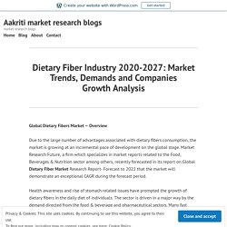 Dietary Fiber Industry 2020-2027: Market Trends, Demands and Companies Growth Analysis – Aakriti market research blogs