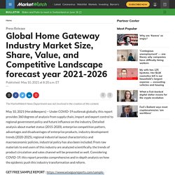 May 2021 Report on Global Home Gateway Industry Market Overview, Size, Share and Trends 2021-2026