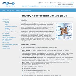 Industry Specification Groups