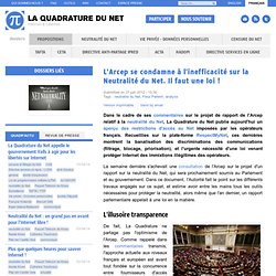 L'Arcep se condamne à l'inefficacité sur la Neutralité du Net. Il faut une loi !