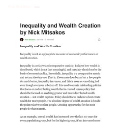 Inequality and Wealth Creation by Nick Mitsakos