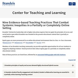 Nine Evidence-based Teaching Practices That Combat Systemic Inequities in a Partially or Completely Online Setting