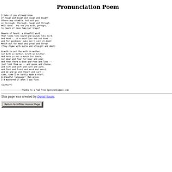 HUMOR:Pronunciation Poem