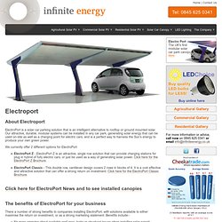Solar Carports, Solar Canopies, Electroport, Solar PV Surrey, Solar Car Park, Solar Electricity, Electric Vehicle Charging System, Infinite Energy in Surrey UK