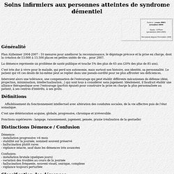 élèves infirmier infirmières gérontopsychiatrie Soins infirmiers aux personnes atteintes de syndrome démentiel