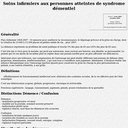 élèves infirmier infirmières gérontopsychiatrie Soins infirmiers aux personnes atteintes de syndrome démentiel