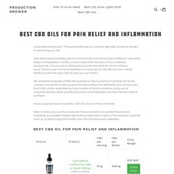 10 Best CBD Oils (for Pain & Inflammation) - Oct 2018 Buying Guide – Production Grower