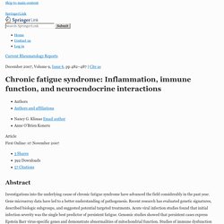 Chronic fatigue syndrome: Inflammation, immune function, and neuroendocrine interactions