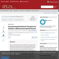 Harmonizing Nutritional Therapies for Pediatric Inflammatory... : Journal of Pediatric Gastroenterology and Nutrition