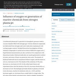 Influence of oxygen on generation of reactive chemicals from nitrogen plasma jet