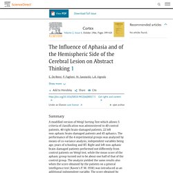 The Influence of Aphasia and of the Hemispheric Side of the Cerebral Lesion on Abstract Thinking