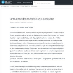 L'influence des médias sur les citoyens - Compte Rendu - 1553 Mots